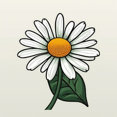 A cartoon illustration of a daisy flower. Generative AI.