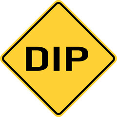 Vector graphic of a usa dip highway sign. It consists of the wording dip within a black and yellow square tilted to 45 degrees