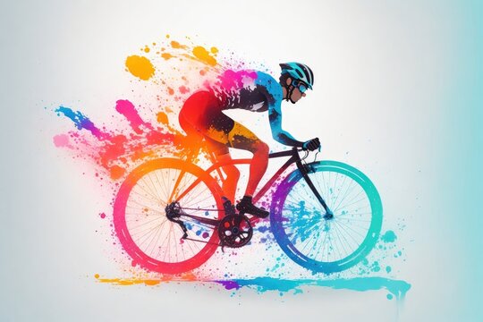 illustration silhouette A male rides a sport. ai generative