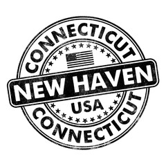 City of New Haven, Connecticut circular rubber stamp seal with distressed texture isolated on transparent background - obrazy, fototapety, plakaty