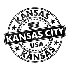 City of Kansas City, Kansas circular rubber stamp seal with distressed texture isolated on transparent background