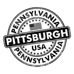 City of Pittsburgh, Pennsylvania circular rubber stamp seal with distressed texture isolated on transparent background