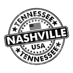 City of Nashville, Tennessee circular rubber stamp seal with distressed texture isolated on transparent background