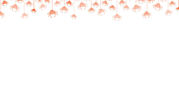 confetti halloween spider hanging border orange cute spiders hanging background isolated on white