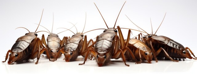 Cockroaches isolated on a white background. Close-up. 3d render