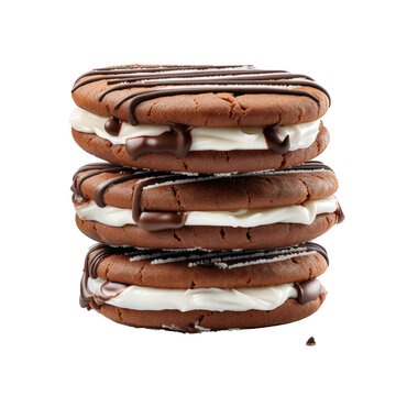 Chocolate sandwich cookie with milk cream isolated