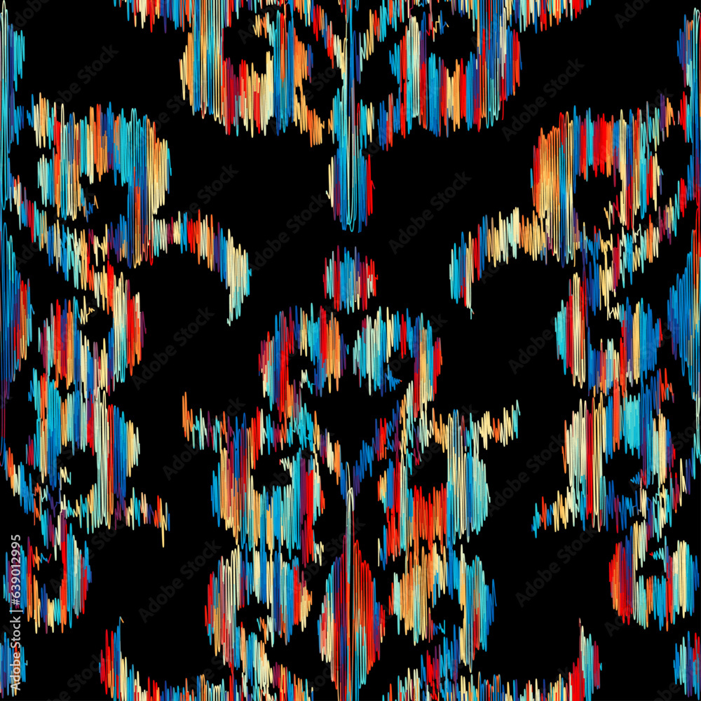 Poster geometric abstract grunge vintage pattern. ikat style. seamless vector image.