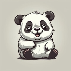 A cartoon illustration of a Panda Bear. Generative AI.