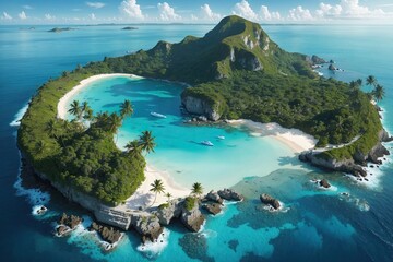 Paradise island in the Pacific Ocean