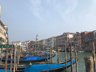 Fototapeta na wymiar Boats in the grand canal in Venice