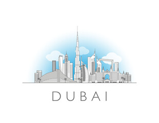 Dubai city United Arab Emirates cityscape illustration skyline