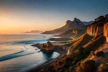 Fantastic sunset coast with beautiful colors and great light.