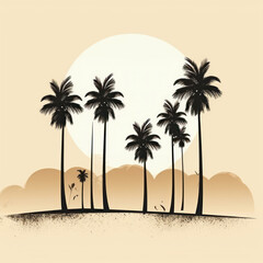 Fototapeta na wymiar A cartoon illustration of a Palm Tree. Generative AI.