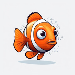 A cartoon illustration of a Nemo fish. Generative AI.