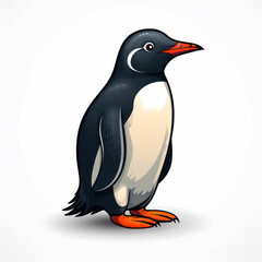 A cartoon illustration of a penguin. Generative AI.