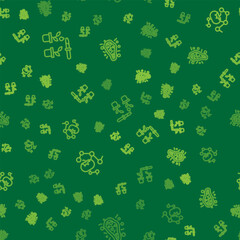 Set line Pipette and plant, Genetically modified food and Bacteria on seamless pattern. Vector