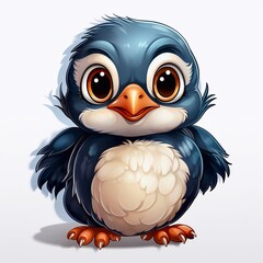 Cute penguin cartoon, generative Ai 