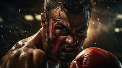 The face of a boxer who deftly dodges a punch, eyes locked on his opponent.