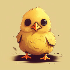 Fototapeta premium A cartoon illustration of a baby chick. Generative AI.