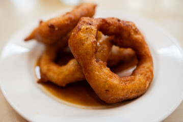 close up picarones traditional peruvian food