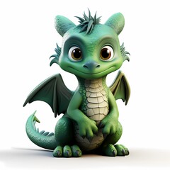Fototapeta premium green dragon on white background