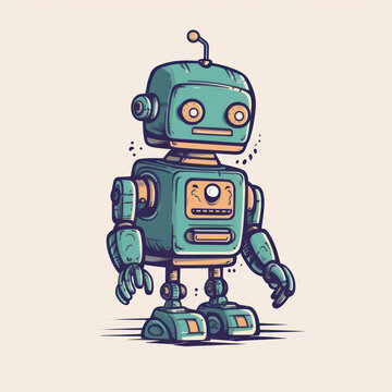 Illustration of a cartoon of a robot. Generative AI.