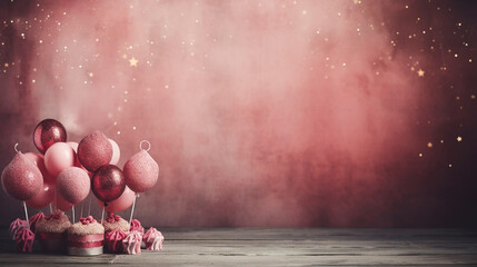 AI generated, photorealistic illustration, beautiful design for sweet sixteen birthday party, birthday celebration, invitation card, background. Copy space available.