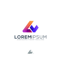 LV lettering gradient colorful logo design