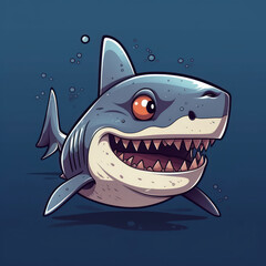 Cartoon illustration of a Shark. Generative AI.