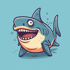 Cartoon illustration of a Shark. Generative AI.