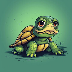 Cartoon illustration of a turtle. Generative AI.