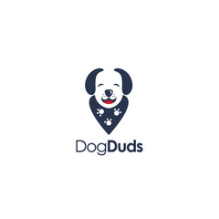 Minimalist dog wearing duds logo