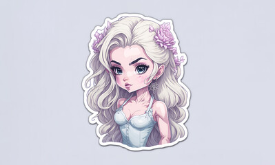 Fashion Teen Girl like a blonde doll toy. Trend Blonde Movie Woman with Cinematic Background.