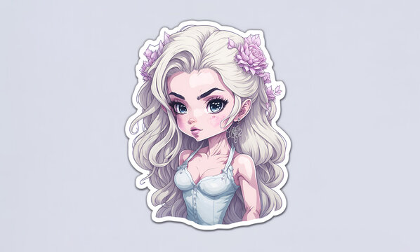 Fashion Teen Girl like a blonde doll toy. Trend Blonde Movie Woman with Cinematic Background.