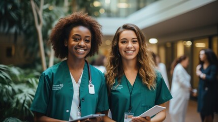 Group of doctors men and women nurses in uniform in a hospital