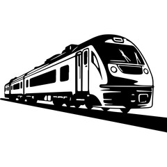 Train on the railway, Train Outline Vector illustration