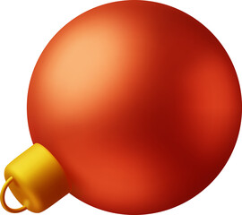 3D Red Christmas Ball with Golden Clamp