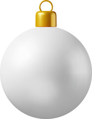 3D White Christmas Ball with Golden Clamp