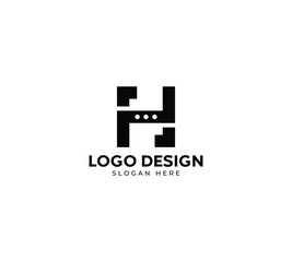 H lettermark monogram logo design, H letter with web hosting monogram logo design template with white background