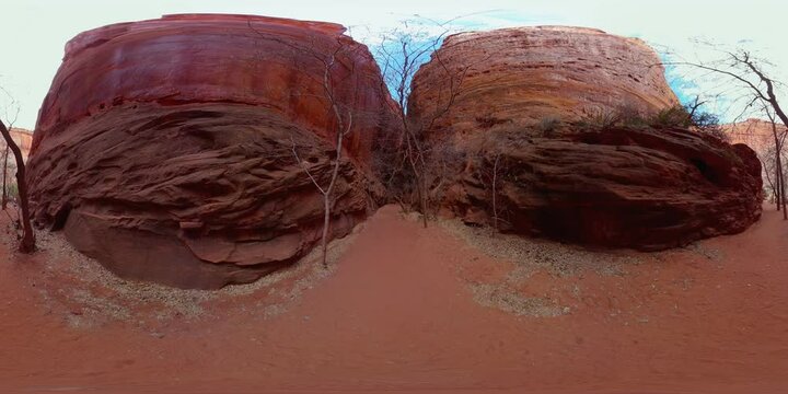 Standing in entrance of slot canyon in Escalante Utah (Equirectangular 360 VR)