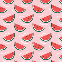 Cute Summer Watermelon Seamless Pattern. Watermelon Background. Summer Fruit Pattern.