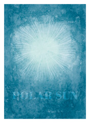 Minimalist design with polar sun on aquarel background