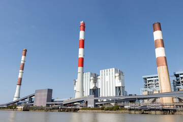 coal-fired power plant on a river