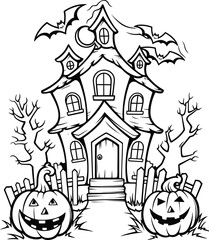 Coloring page of a happy halloween