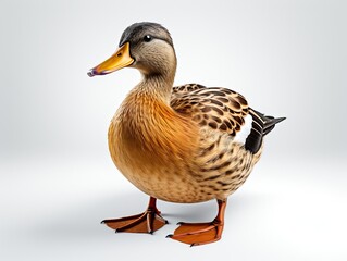 Mallard duck isolated on white background. 3D illustration.  Studio.
