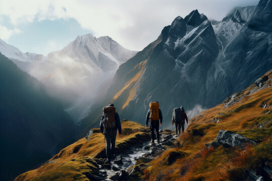 A group of hikers in the mountains