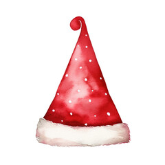Christmas hat watercolour illustration. clipart for design. elements. isolated on transparent background. Generative ai