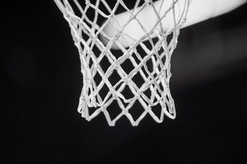 Basketball hoop isolated on black background. Horizontal sport theme poster, greeting cards, headers, website and app © Augustas Cetkauskas