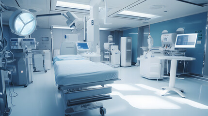 Modern Hospital Surgery Room with High Tech and Operating Equipment