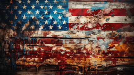 Worn Out American Flag - Generative Ai